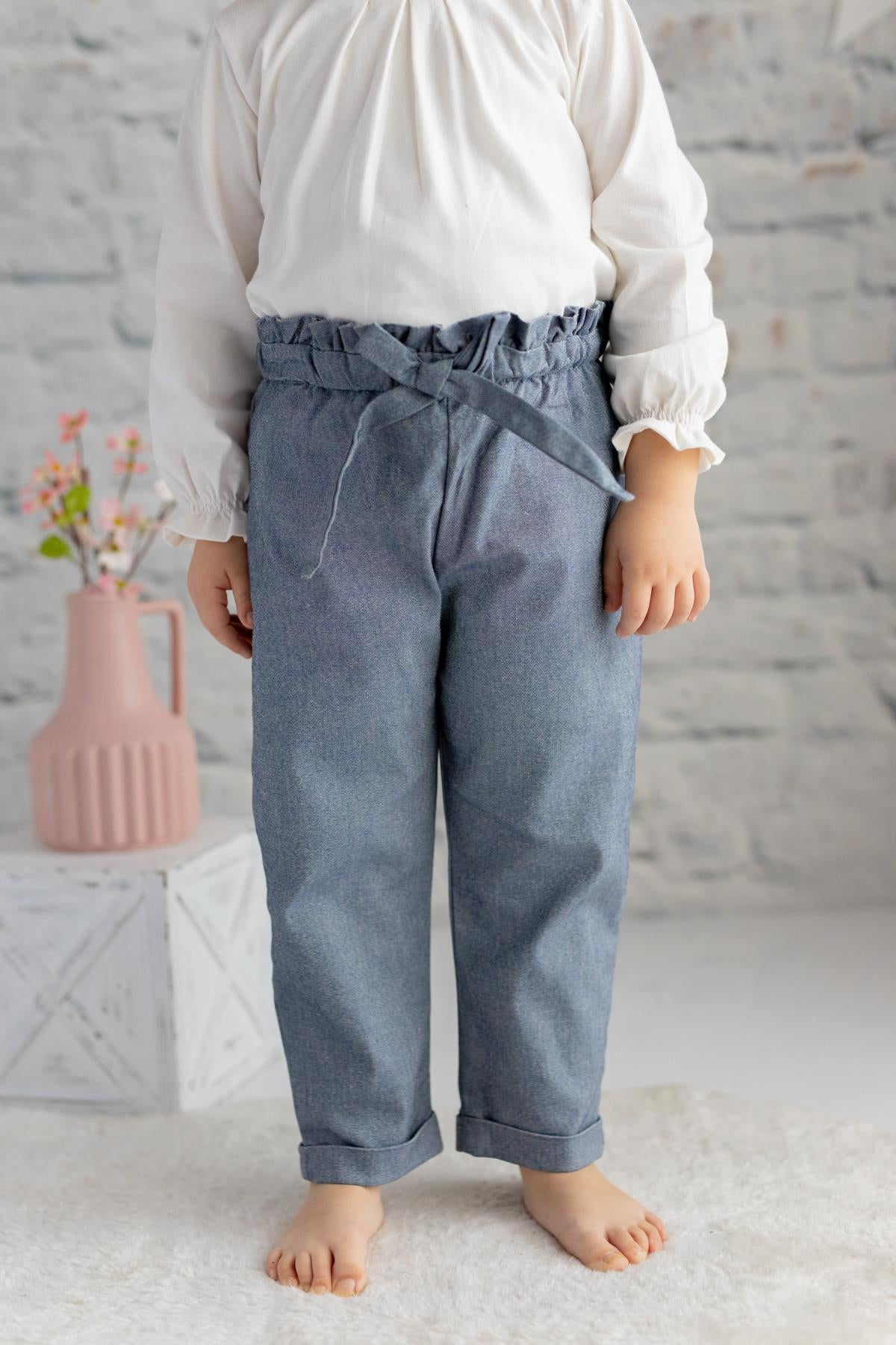 Kız Çocuk Beli Lastikli Pantolon-0