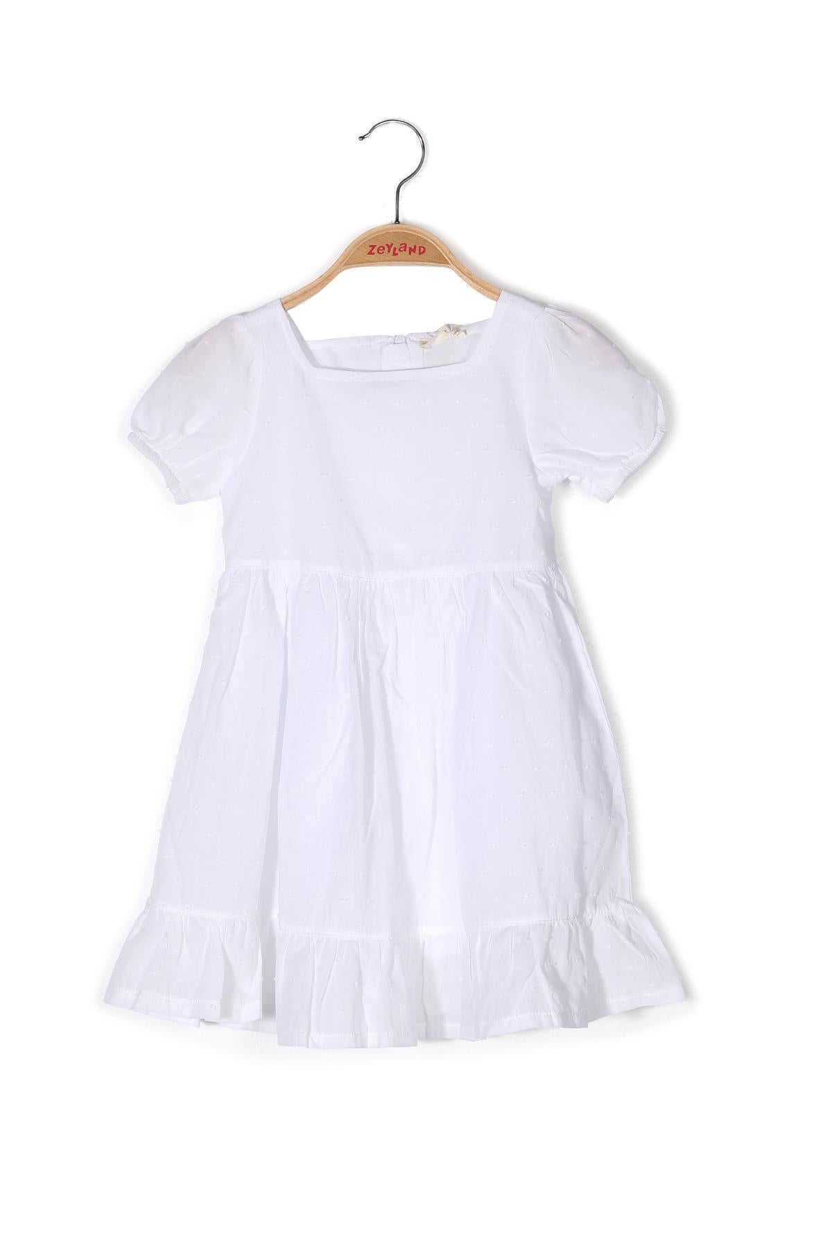 Kız Çocuk Beyaz Dokuma Elbise-2