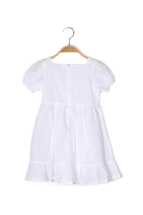 Kız Çocuk Beyaz Dokuma Elbise-3