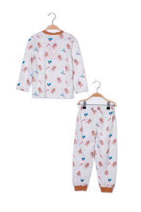 Kız Çocuk Kurabiye Desenli Pijama Takımı-3
