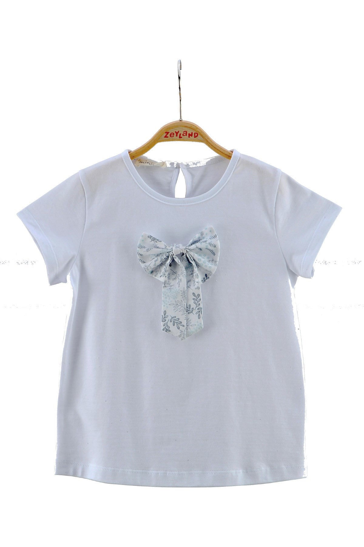 Kız Çocuk Beyaz Kurdeleli T-Shirt (2-7yaş)-0