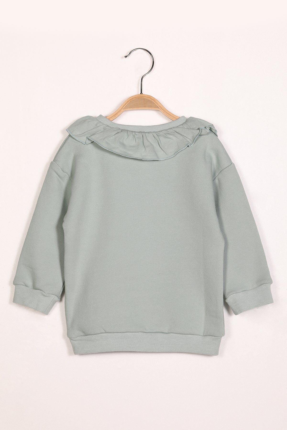 Kız Çocuk Mint Fırfır Yakalı Şardonlu Sweatshirt (2-7yaş)-2