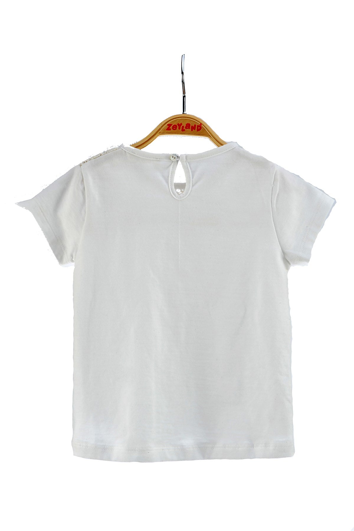 Kız Çocuk Ekru Dantelli T-Shirt (6ay-4yaş)-1