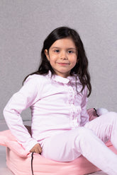 Kız Çocuk Pembe Fırfırlı Önü Düğmeli Pijama Takımı (2-7yaş)-1