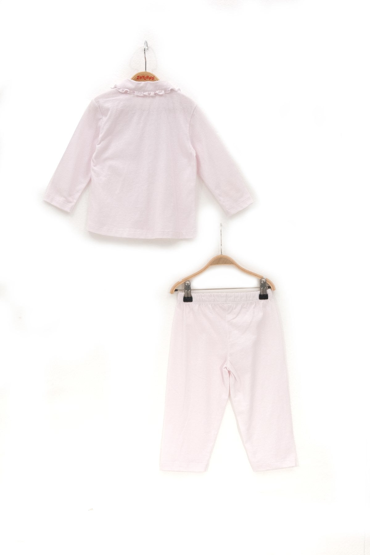 Kız Çocuk Pembe Fırfırlı Önü Düğmeli Pijama Takımı (2-7yaş)-3