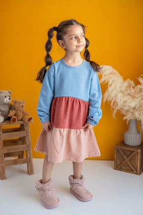 Kız Çocuk Regular Fit Renkli Elbise (2-7yaş)-1