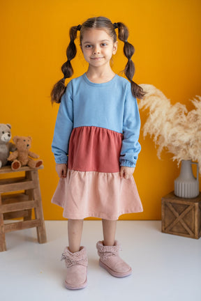 Kız Çocuk Regular Fit Renkli Elbise (2-7yaş)-0