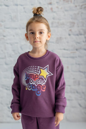 Kız Çocuk Renkli Yazı Baskılı Sweatshirt-0