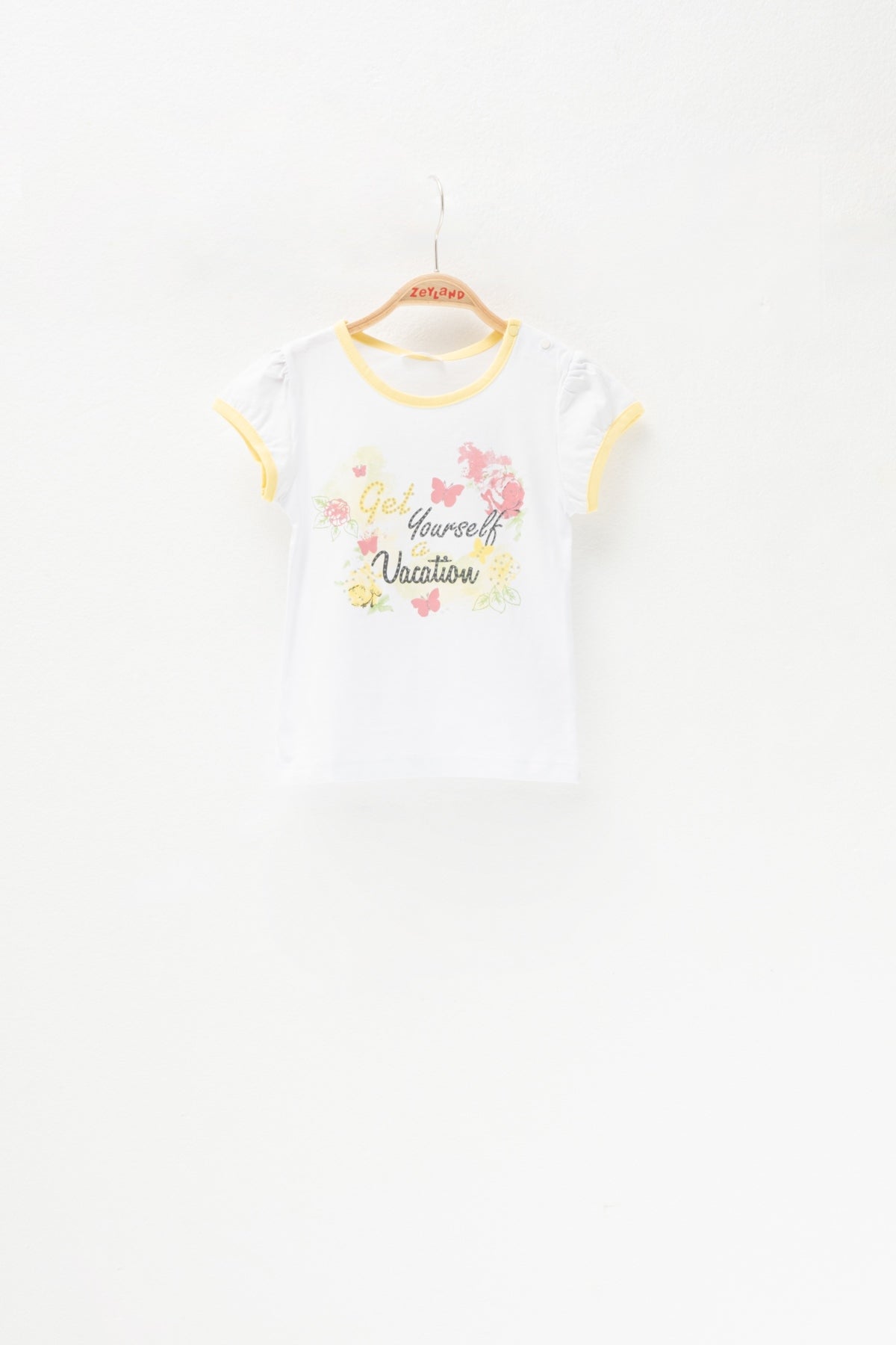 Kız Bebek Beyaz Vacation Taşlı T-Shirt (6ay-4yaş)-0