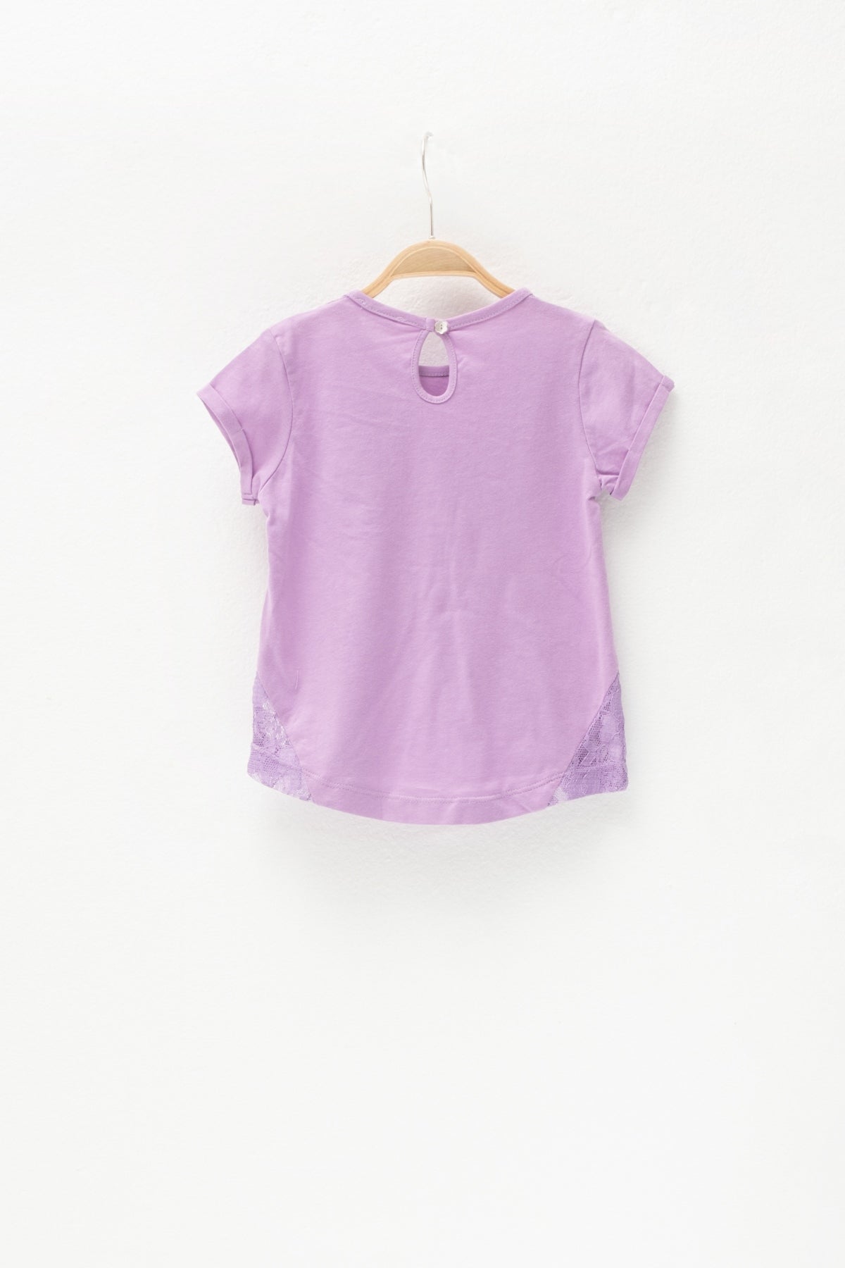 Kız Bebek Lila Dantel Parçalı ve Cepli T-Shirt (6ay-4yaş)-2