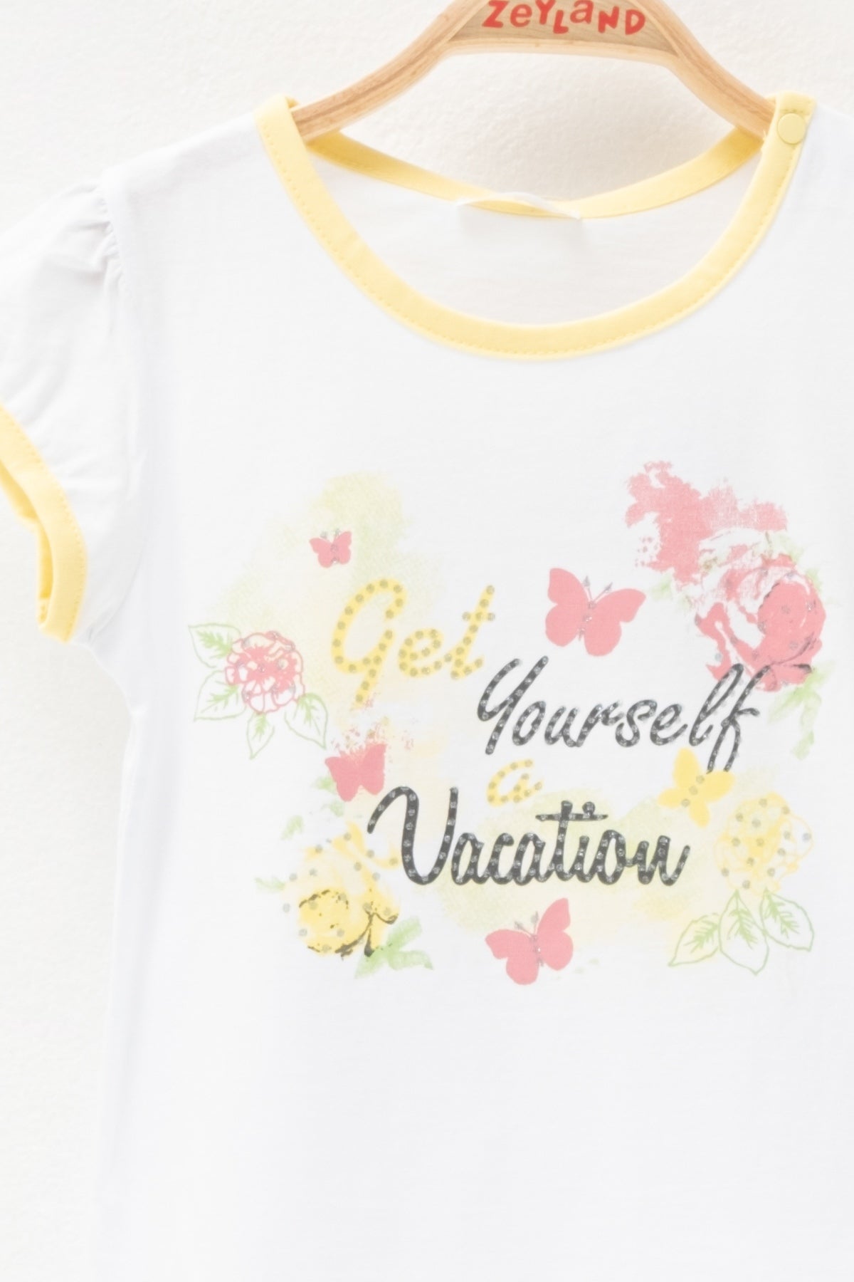 Kız Bebek Beyaz Vacation Taşlı T-Shirt (6ay-4yaş)-1