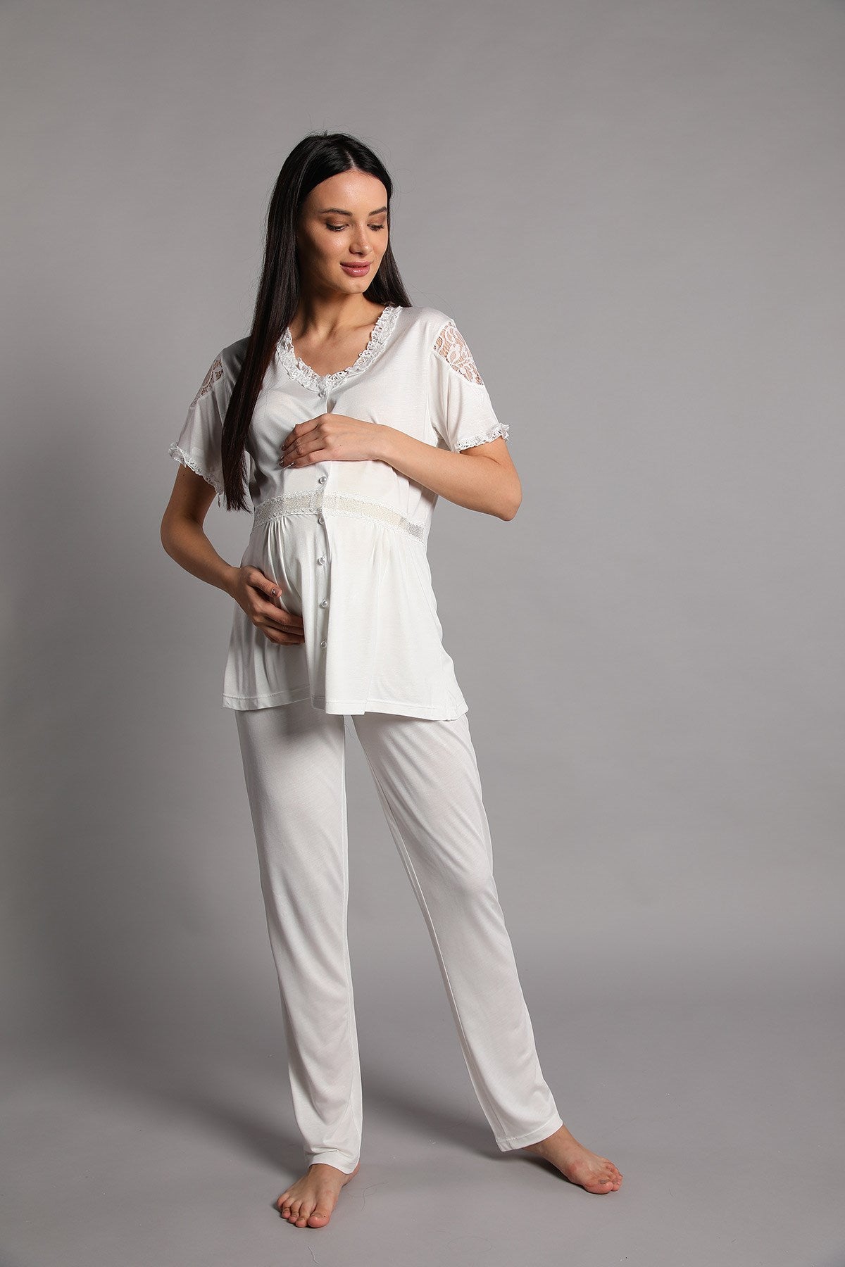 Marilyn 30217 Leann Önden Düğmeli Lohusa Pijama Takımı - Lohusa Sepeti
