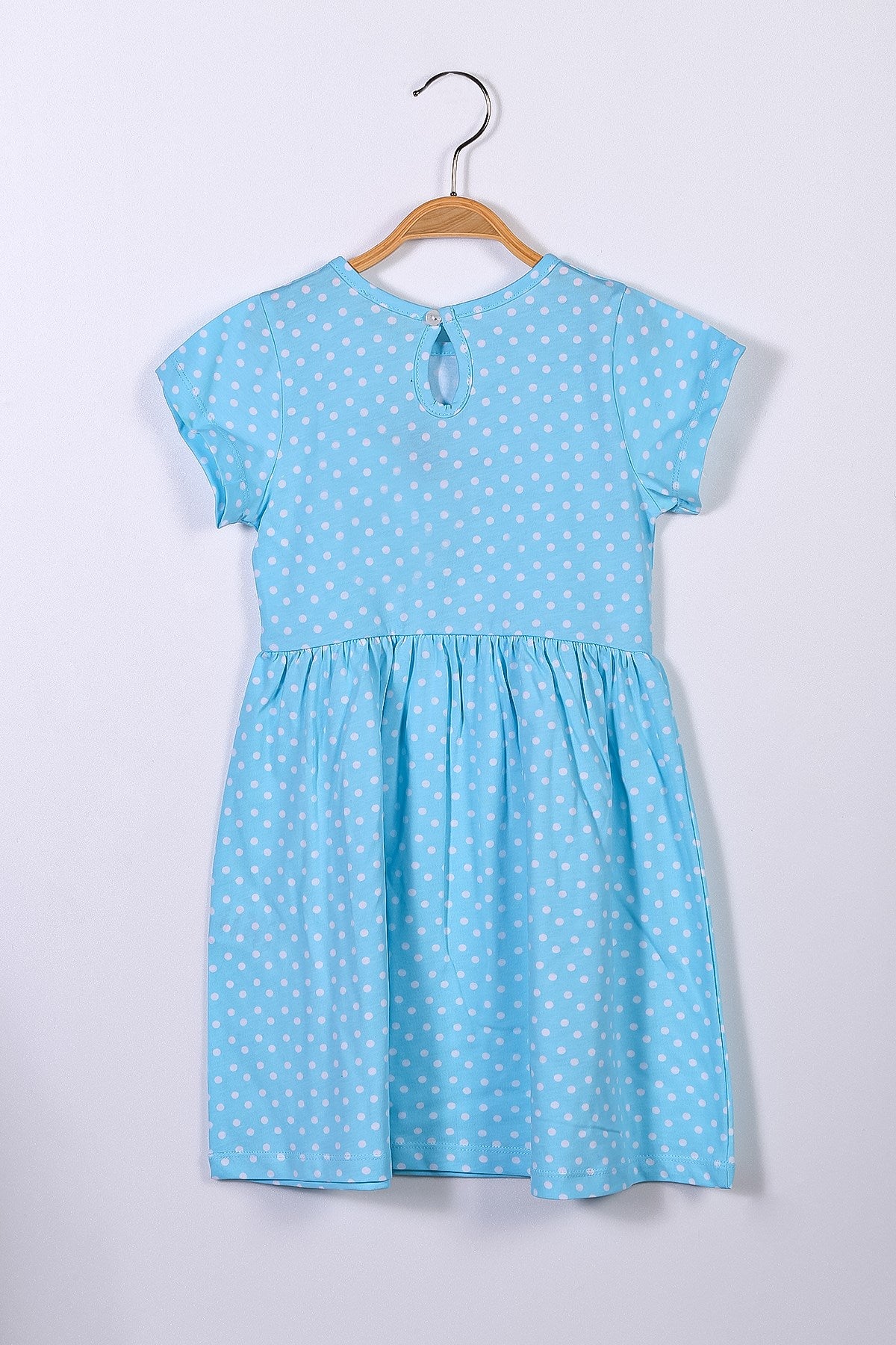 Kız Çocuk Mavi Puantiyeli Elbise (4-12yaş)-1