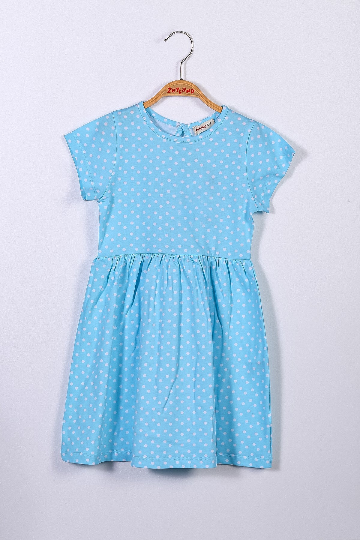 Kız Çocuk Mavi Puantiyeli Elbise (4-12yaş)-0