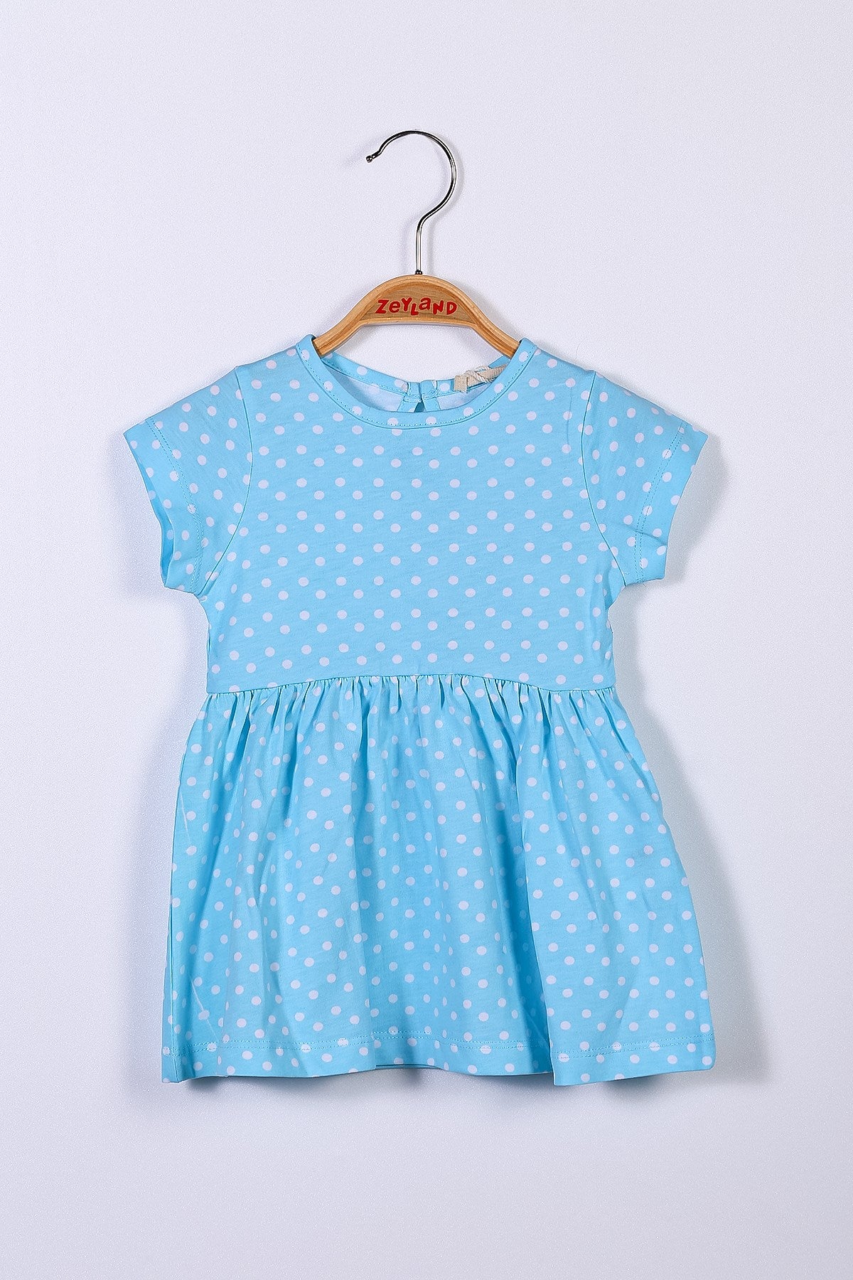 Kız Bebek Mavi Puantiyeli Elbise (9ay-4yaş)-0