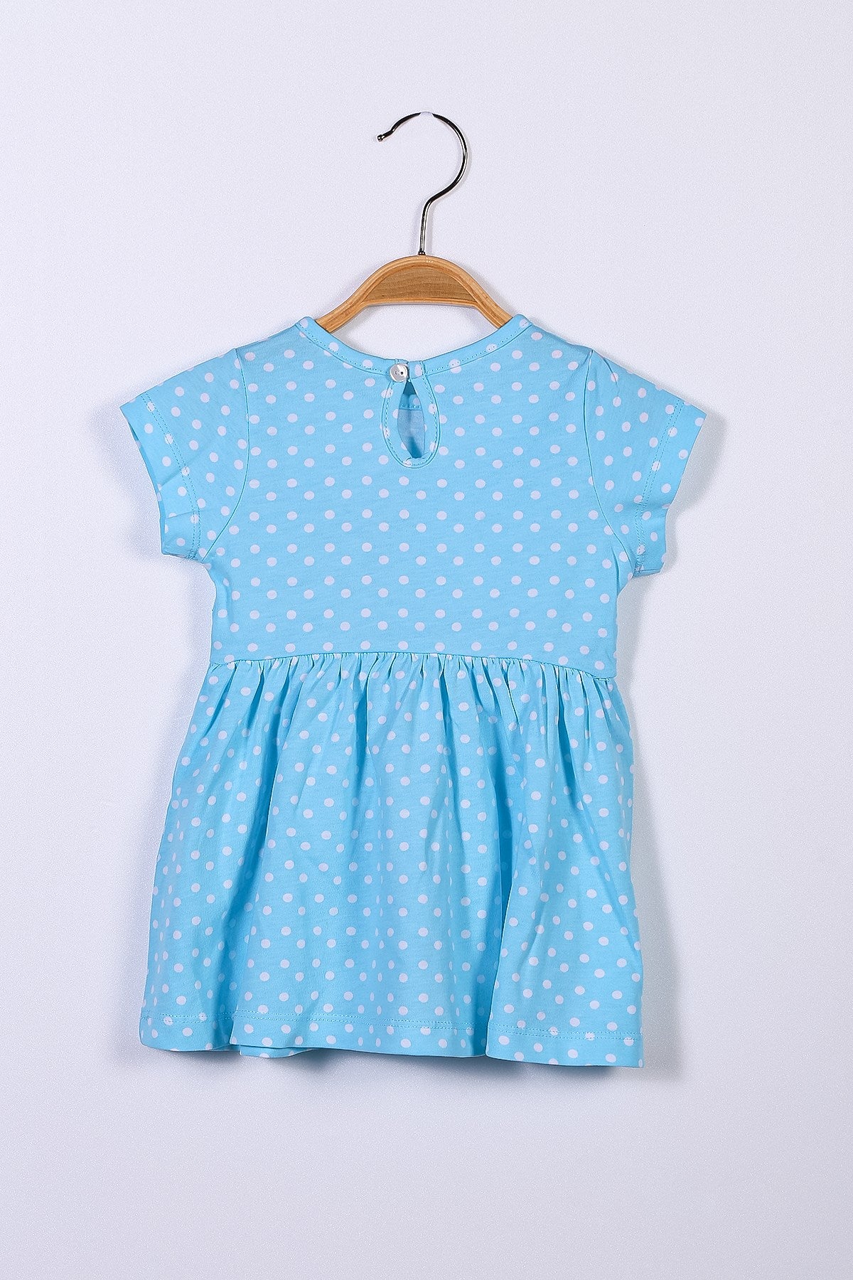 Kız Bebek Mavi Puantiyeli Elbise (9ay-4yaş)-1