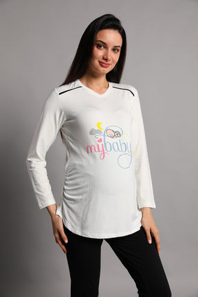 Mecit 5345 My Baby Hamile T-Shirt ve Tayt Takımı - Lohusa Sepeti