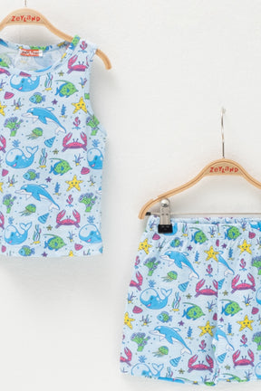 Kız Bebek Denizaltı Şortlu Pijama Takımı-1