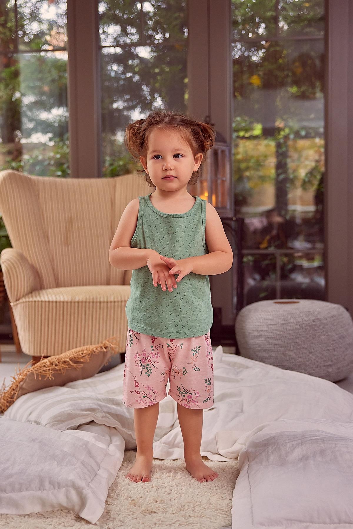 Kız Çocuk Atlet ve Şort Pijama Takımı-1