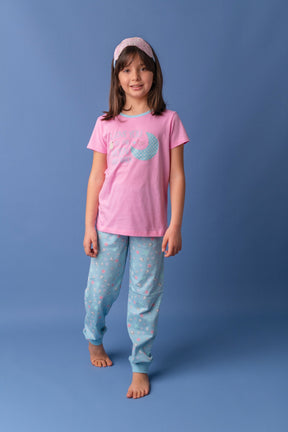 Kız Çocuk Pembe Moon Pijama Takımı (5-12yaş)-1