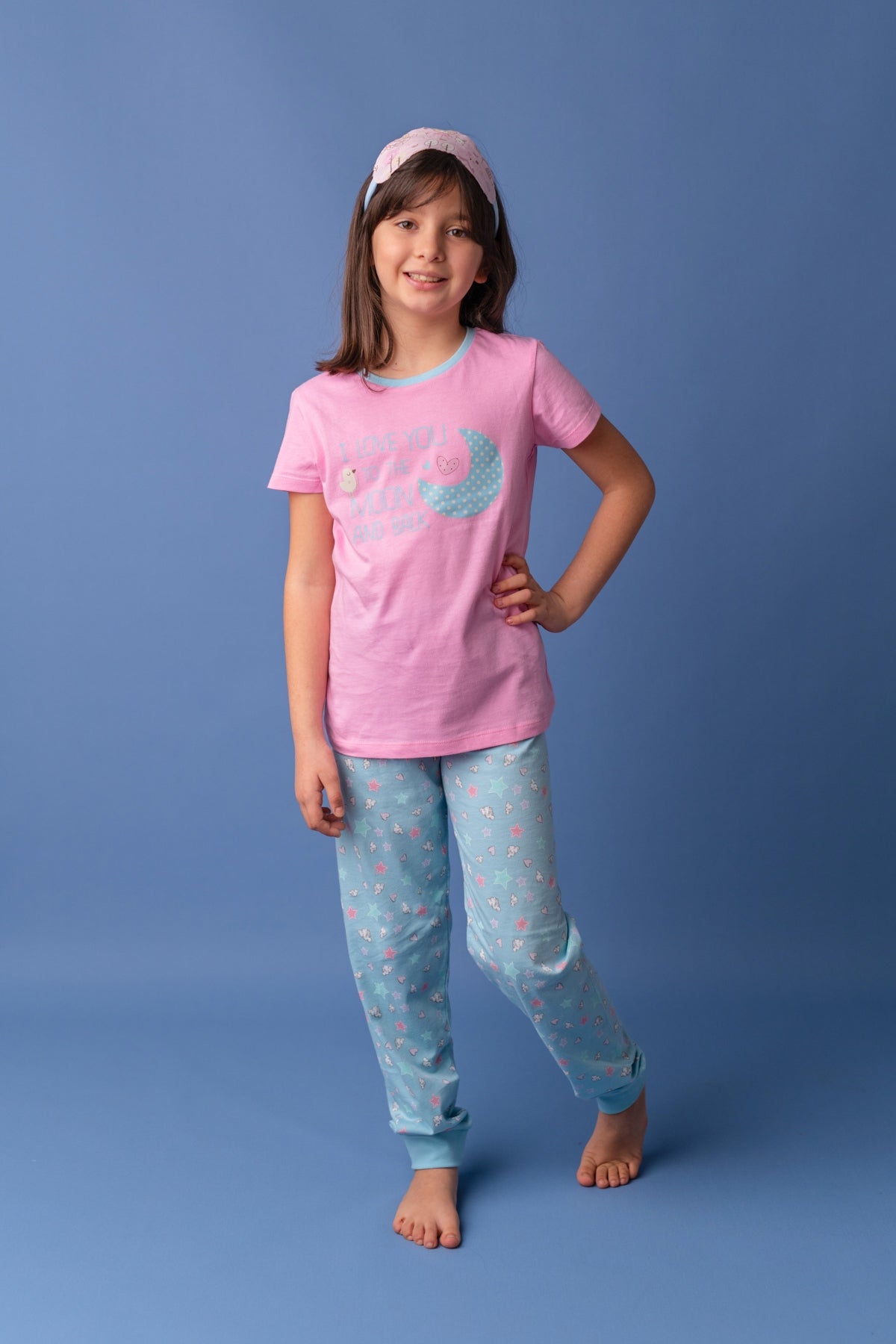Kız Çocuk Pembe Moon Pijama Takımı (5-12yaş)-0