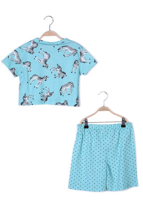 Kız Çocuk Crop Üst ve Şort Pijama Takımı-1