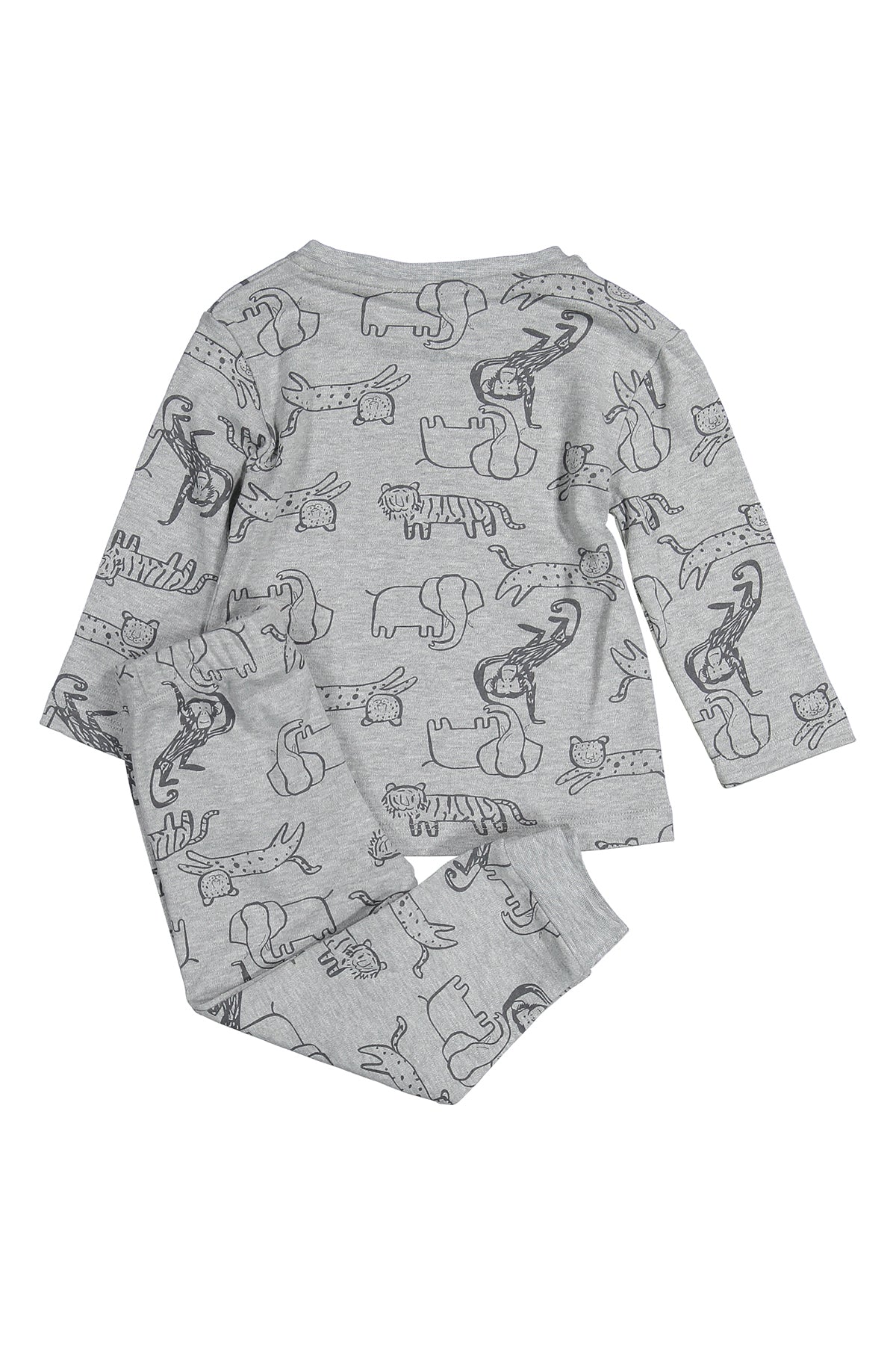 Erkek Çocuk Gri Hayvan Desenli Pijama Takımı-6