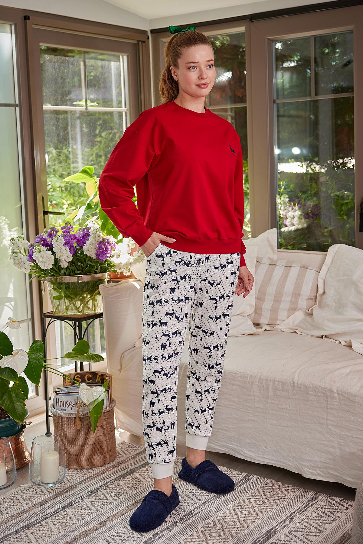 Kadın Uzun Kollu Pijama Takımı-0