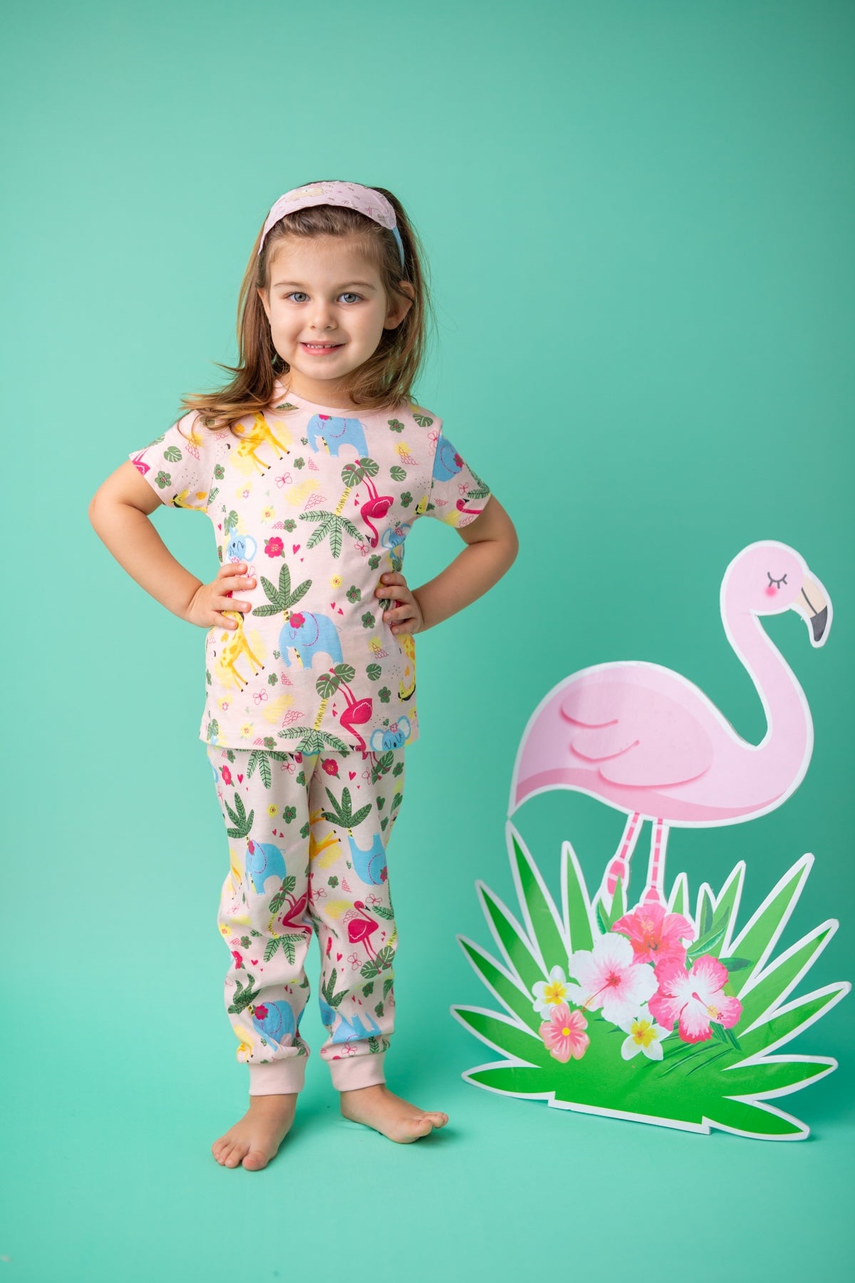 Kız Bebek Pembe Flamingo Pijama Takımı (1-4yaş)-0