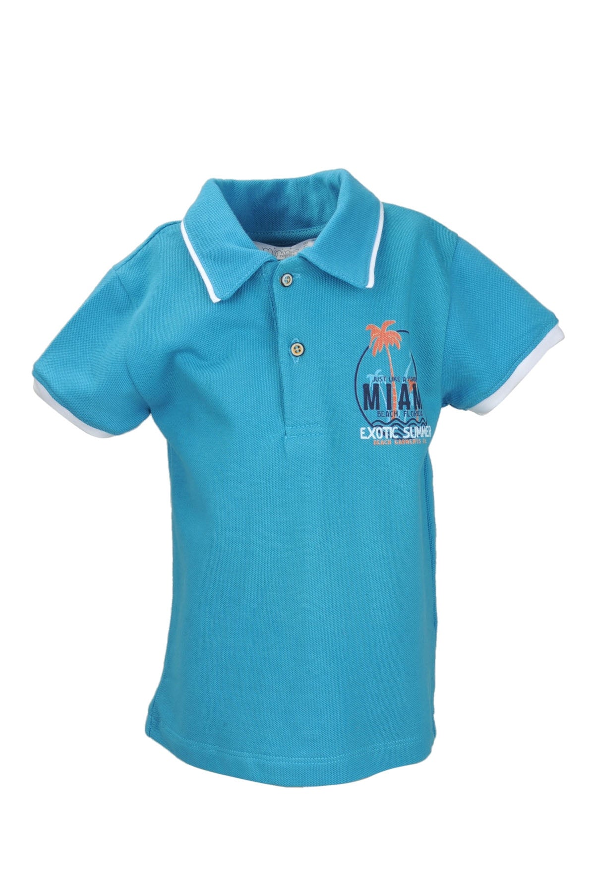 Erkek Bebek Mavi Palmiye Baskılı Polo Yaka T-Shirt (9ay-4yaş)-2