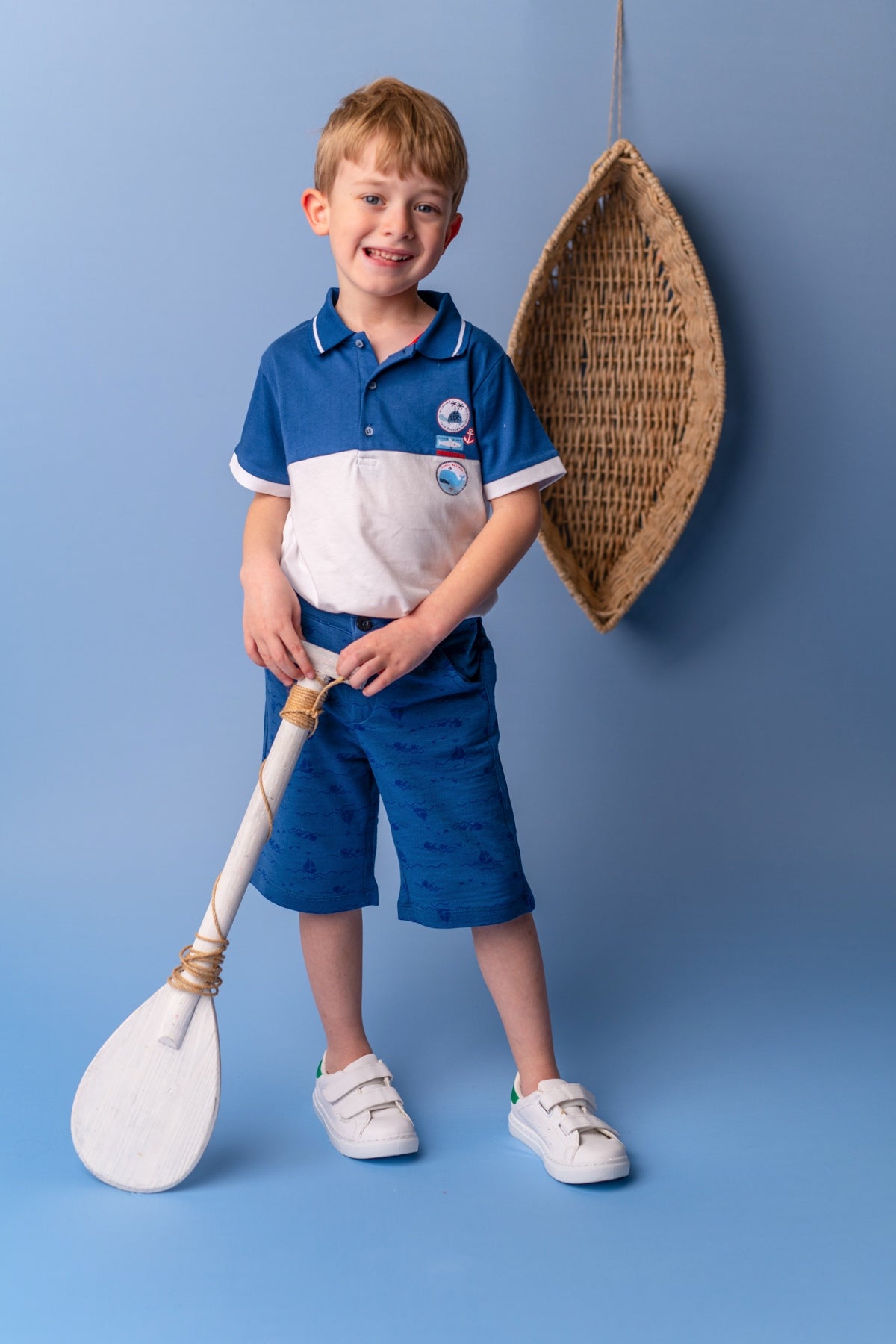 Erkek Çocuk Mavi Renk Bloklu Polo Yaka T-Shirt (5-14yaş)-1