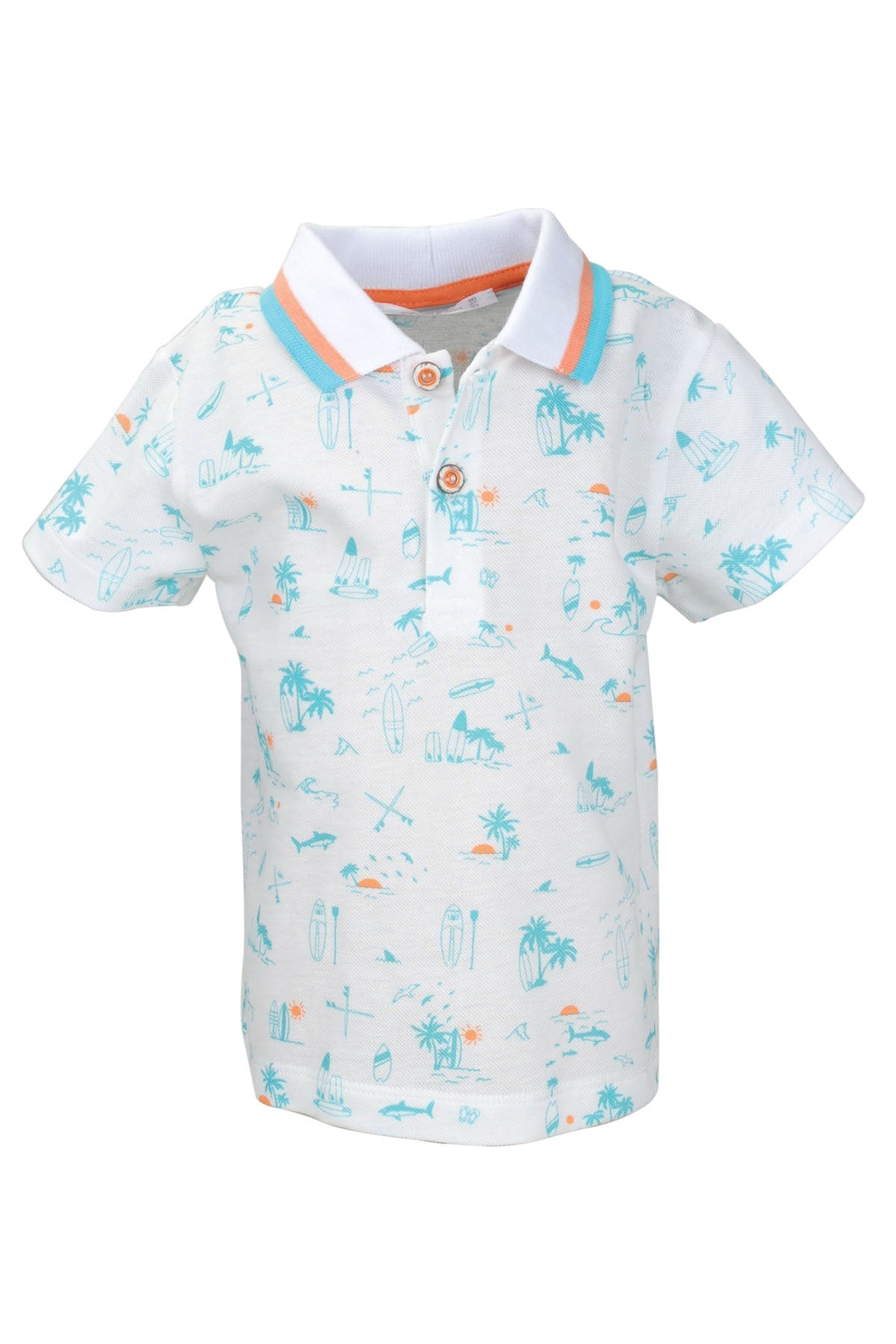 Erkek Bebek Mavi Surf Baskılı Polo Yaka T-Shirt (9ay-4yaş)-1