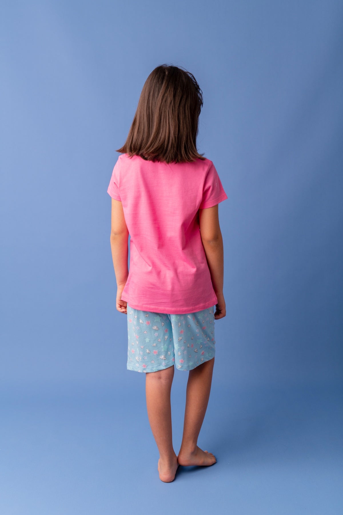 Kız Çocuk Pembe Moon Şortlu Pijama Takımı (5-12yaş)-2