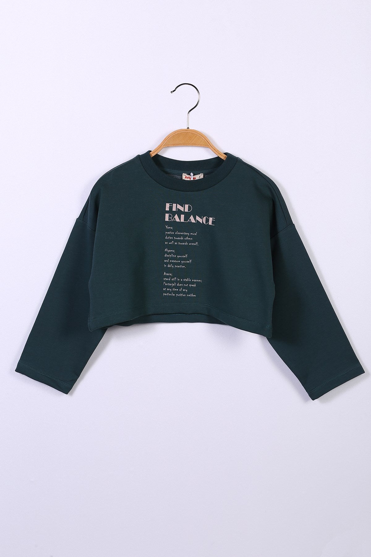 Kız Çocuk Yeşil Crop Sweatshirt (2-6yaş)-2