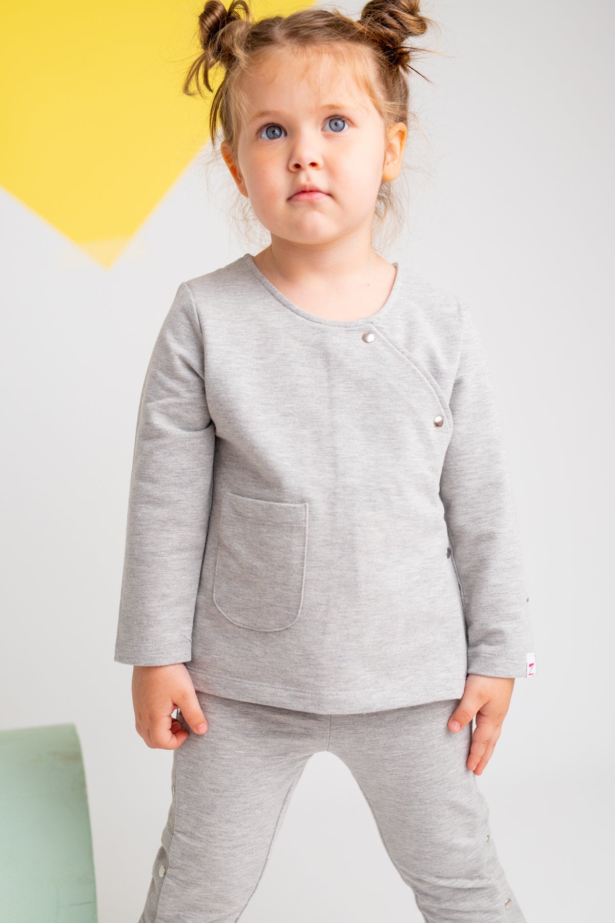 Kız Bebek Grimelanj Çıtçıtlı Cep Detaylı Kruvaze Sweatshirt (9ay-4yaş)-0