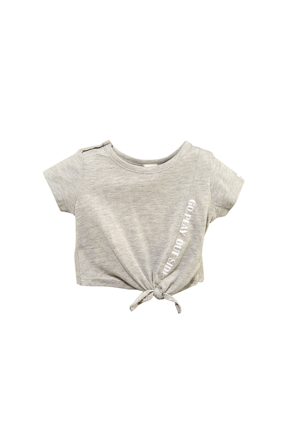 Kız Bebek Gri Bağlamalı Crop T-Shirt (9ay-4yaş)-3