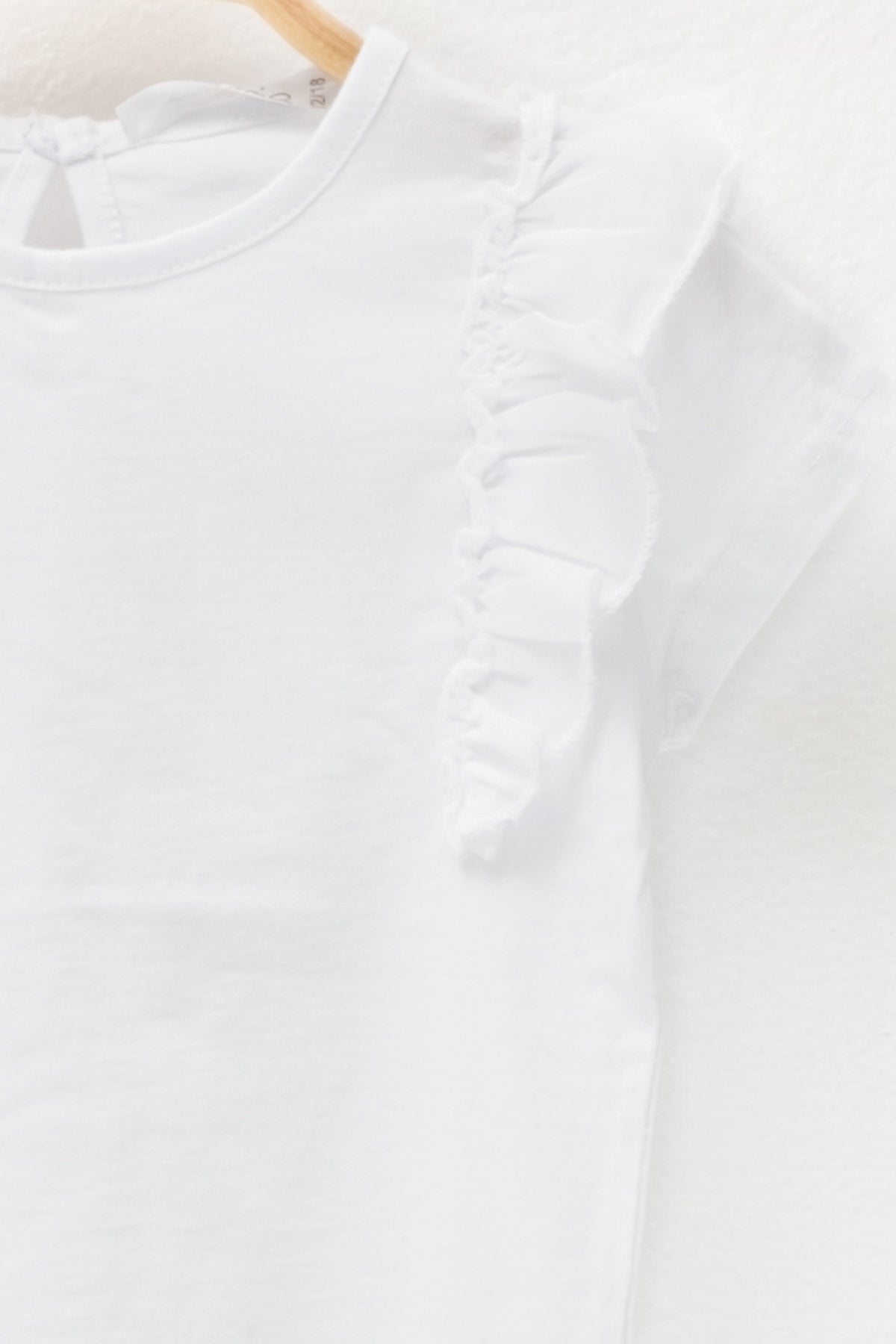Kız Bebek Fırfırlı Beyaz T-Shirt-1