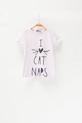 Kız Bebek Pembe Love Cats Naps T-Shirt (2-7yaş)-0