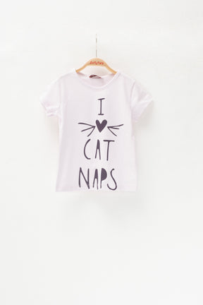 Kız Bebek Pembe Love Cats Naps T-Shirt (2-7yaş)-0
