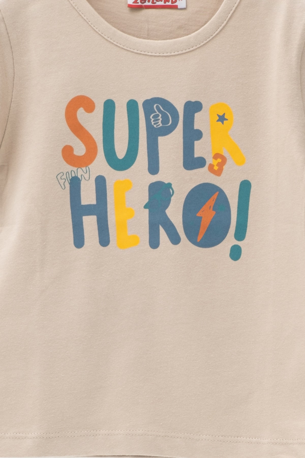 Erkek Bebek Super Hero Bej T-Shirt (2-7yaş)-1