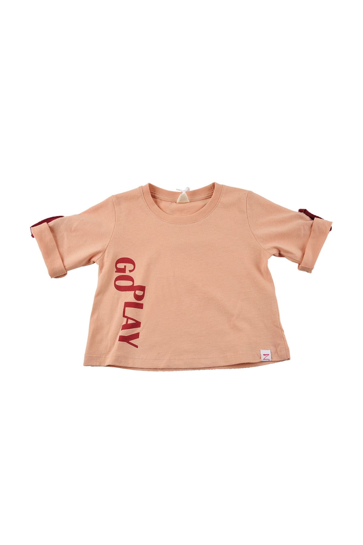 Kız Çocuk Go Play Baskılı Kolları Katlamalı Pudra T-Shirt (4-12yaş)-2