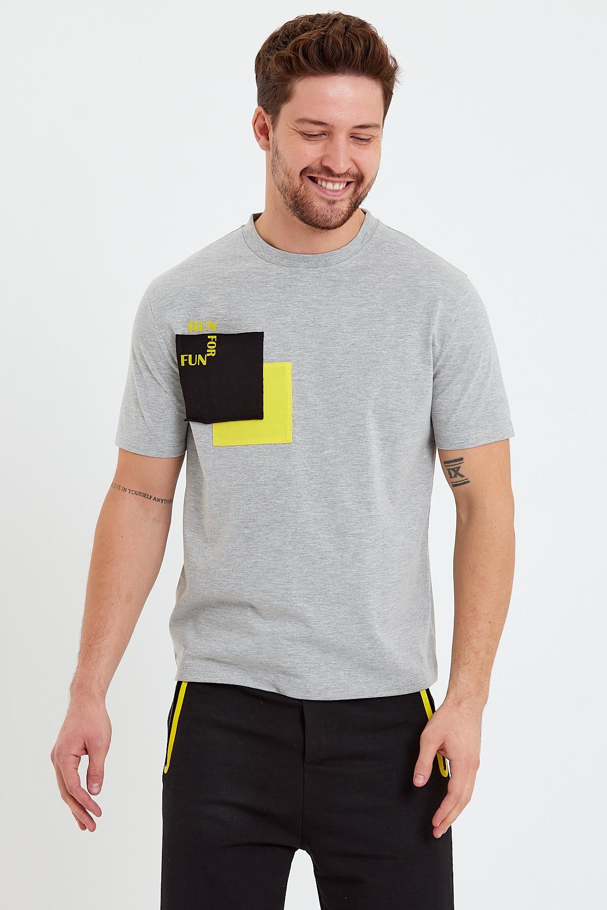 Erkek Run For Fun Cep Detaylı T-Shirt-0