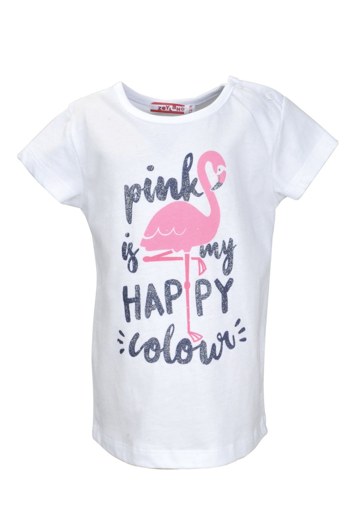 Kız Bebek Beyaz Flamingo Desenli T-Shirt (9ay-4yaş)-1