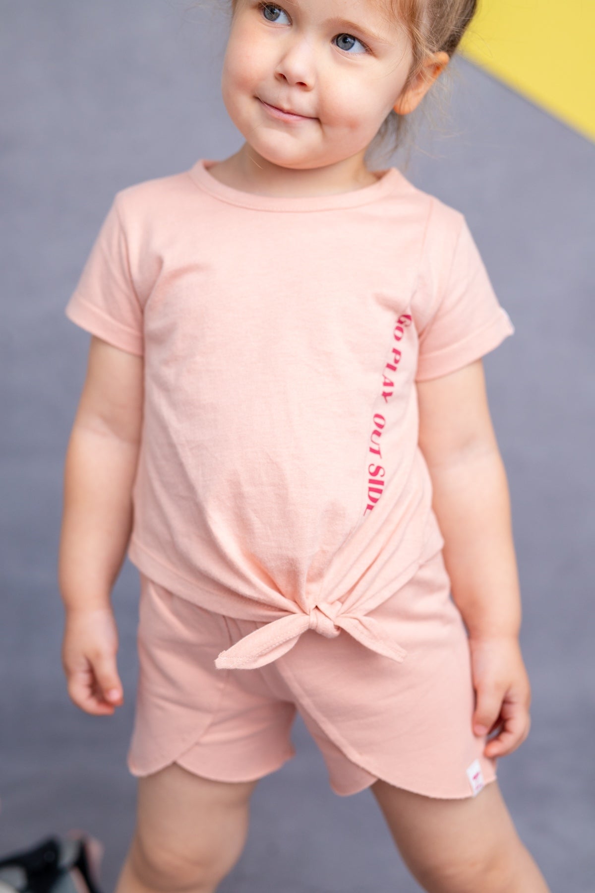 Kız Bebek Pudra Bağlamalı Crop T-Shirt (9ay-4yaş)-0