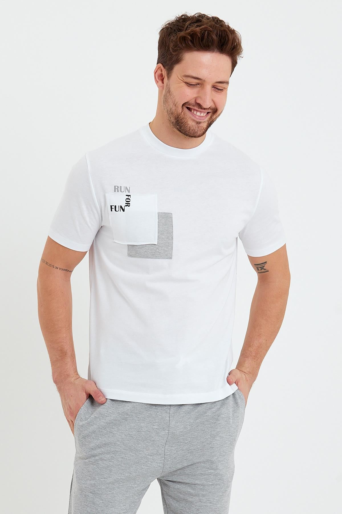 Erkek Run For Fun Cep Detaylı T-Shirt-0