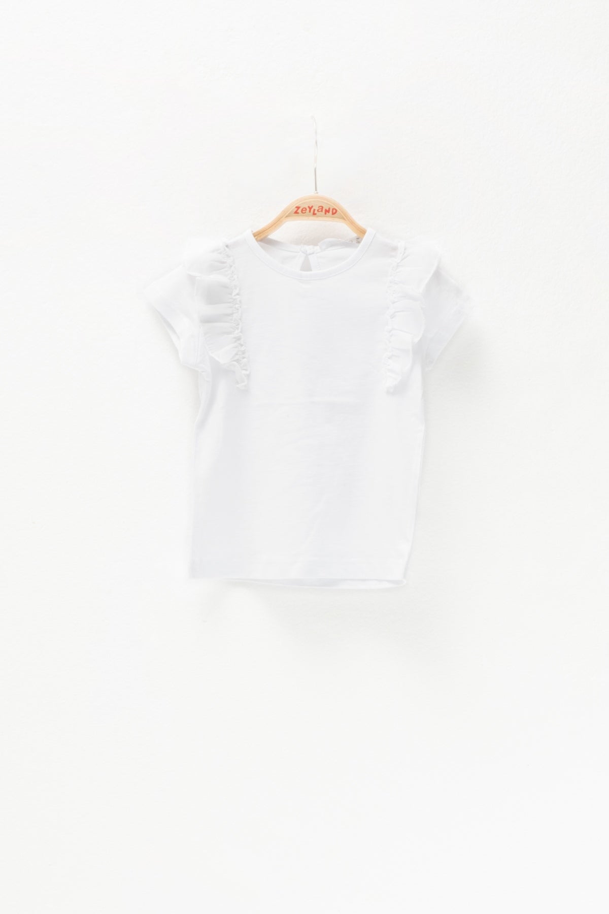 Kız Bebek Fırfırlı Beyaz T-Shirt-0
