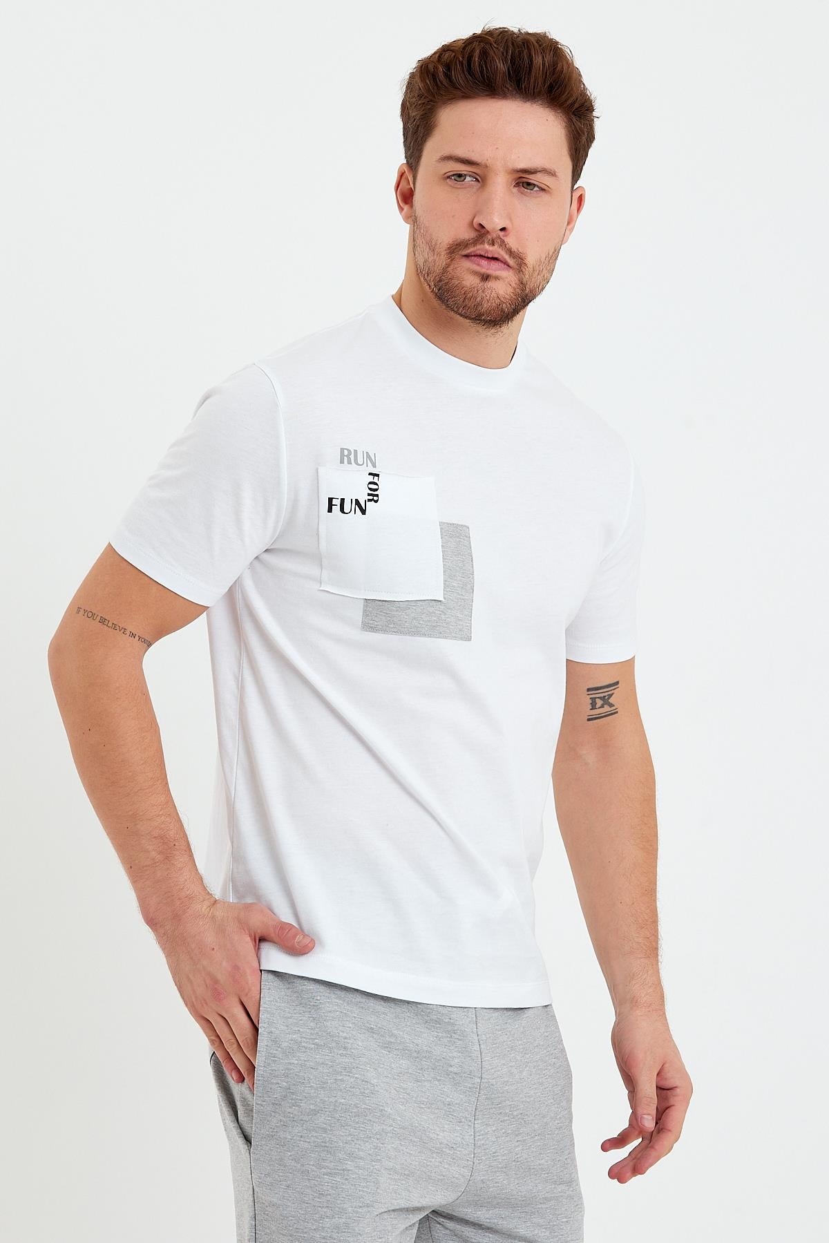 Erkek Run For Fun Cep Detaylı T-Shirt-1