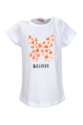 Kız Bebek Beyaz Believe T-Shirt (9ay-8yaş)-1