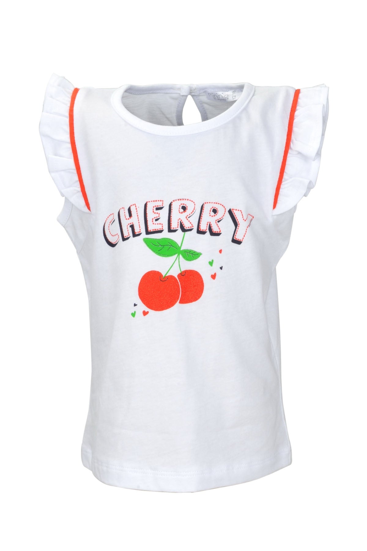 Kız Bebek Beyaz Cherry Biyeli T-Shirt (9ay-4yaş)-1