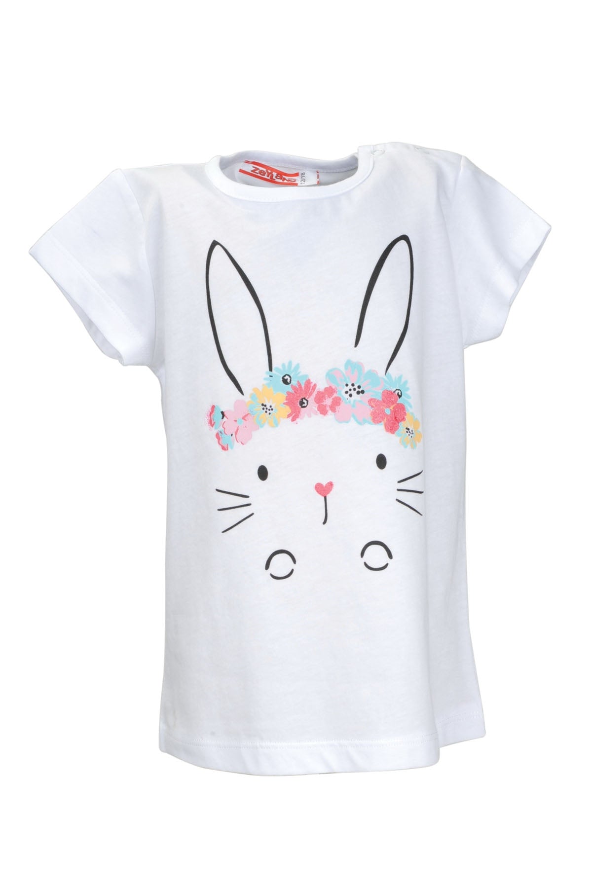 Kız Bebek Beyaz Flower Rabbit T-Shirt (9ay-4yaş)-1